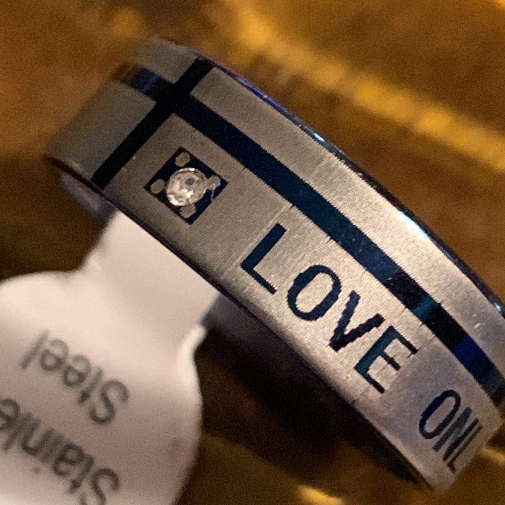 Stainless steel ring love you size 20